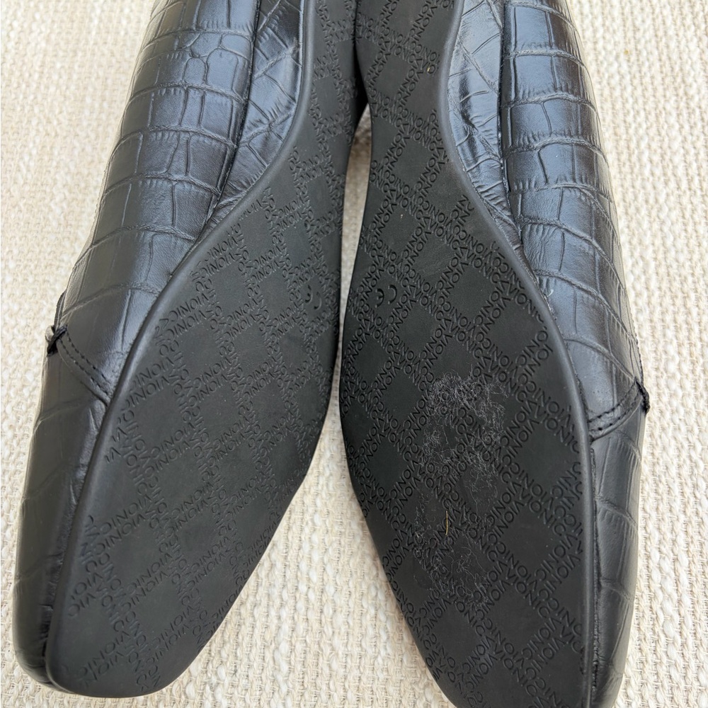 Vionic Black Croc Embossed Leather Loafers Sz 8 Comfort Orthotic Slip On - Picture 2 of 6